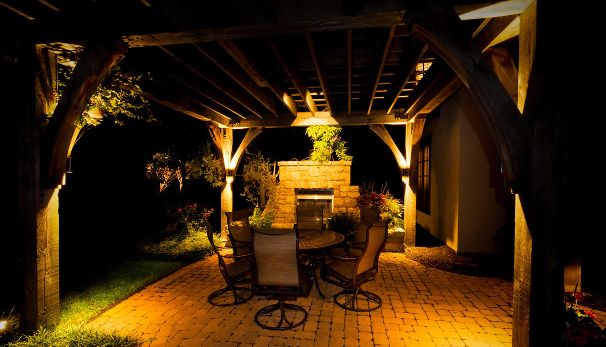 warm color outdoor lights in a garden o house