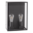 Havit HV36592W wall fixture coastal stainless steel black two vintage-style light bulbs in a black metal and glass display case on a white background.