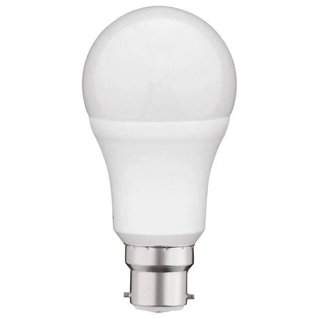 White Mercator A60 3000K 9W B22 LED Globe for warm lighting in a white background
