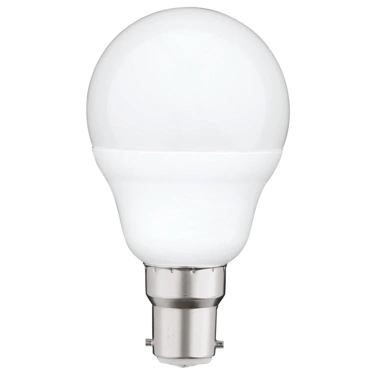 White Mercator Fancy Round B15 LED Globe in 5700K Daylight in a white background