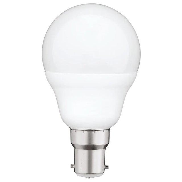 White Mercator Fancy Round B15 LED Globe in 5700K Daylight in a white background