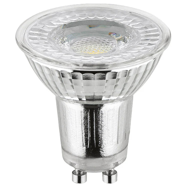 Mercator GU10 warm white glass dimmable LED globe with a clear glass cover on a white background