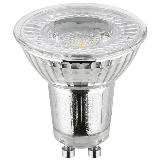 Mercator GU10 warm white glass dimmable LED globe with a clear glass cover on a white background