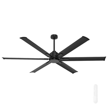 Black Mercator Rhino II 180cm DC ceiling fan for large indoor spaces on a white background