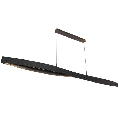 Telbix Arezzo 240 pendant in black finish with integrated LED lighting, suspended.