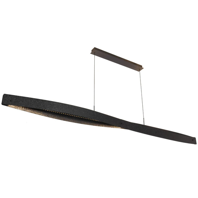 Telbix Arezzo 240 pendant in black finish with integrated LED lighting, suspended.