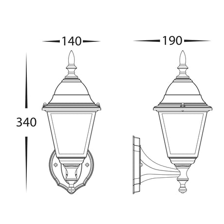 Havit HV3551W-BLK -Newark Aluminium Black 4 Panel Coach Wall Light