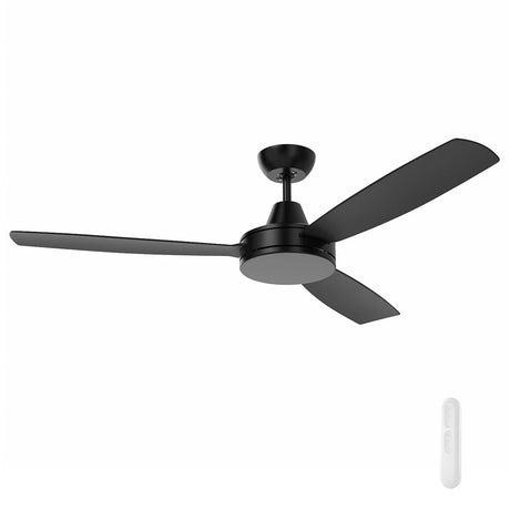 Black Mercator Nemoi 3B 137cm DC ceiling fan with modern design and remote control on a white background