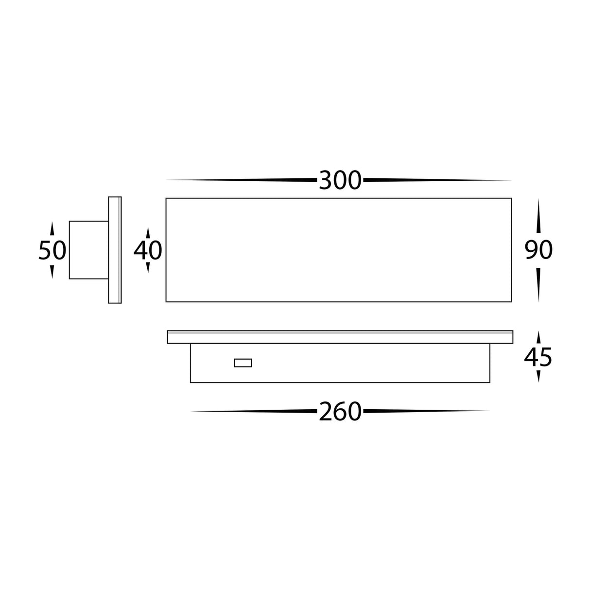Dimension of Aluminium Barline Shadow LED Wall Fixture With Perspex Diffuser