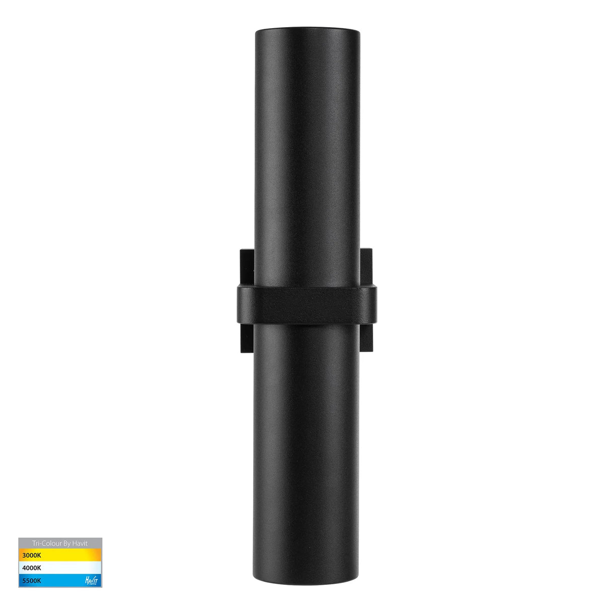 Black Aluminum Luz Wall Pillar Light With Tri‑Colour LED