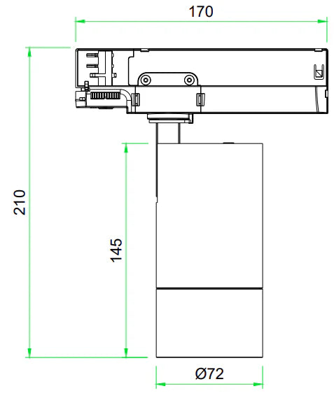 3A LED ZOOM Track Light BJ30 3 Wire 1 Circuit