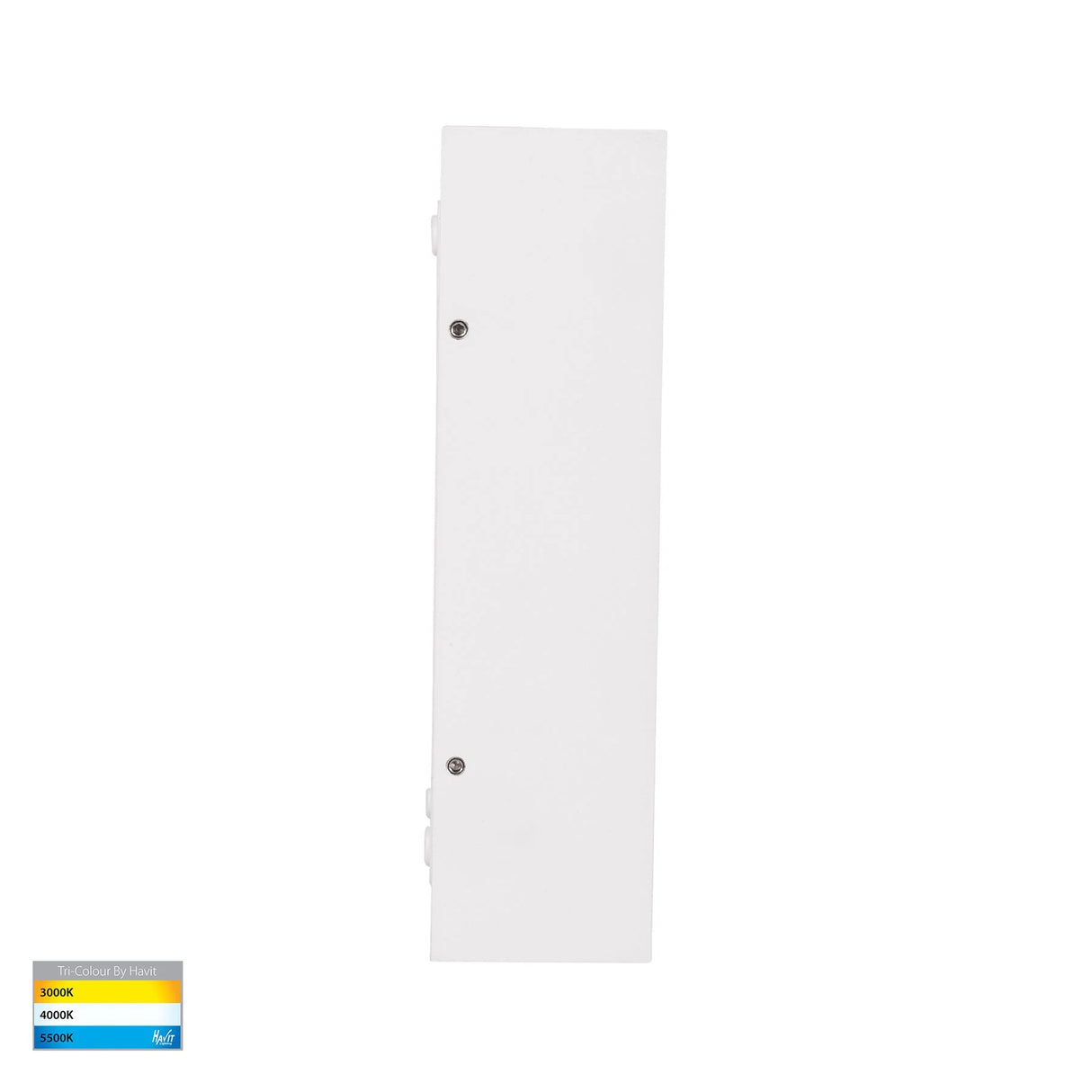 Sleek white rectangular LED wall sconce with up and down lighting effect