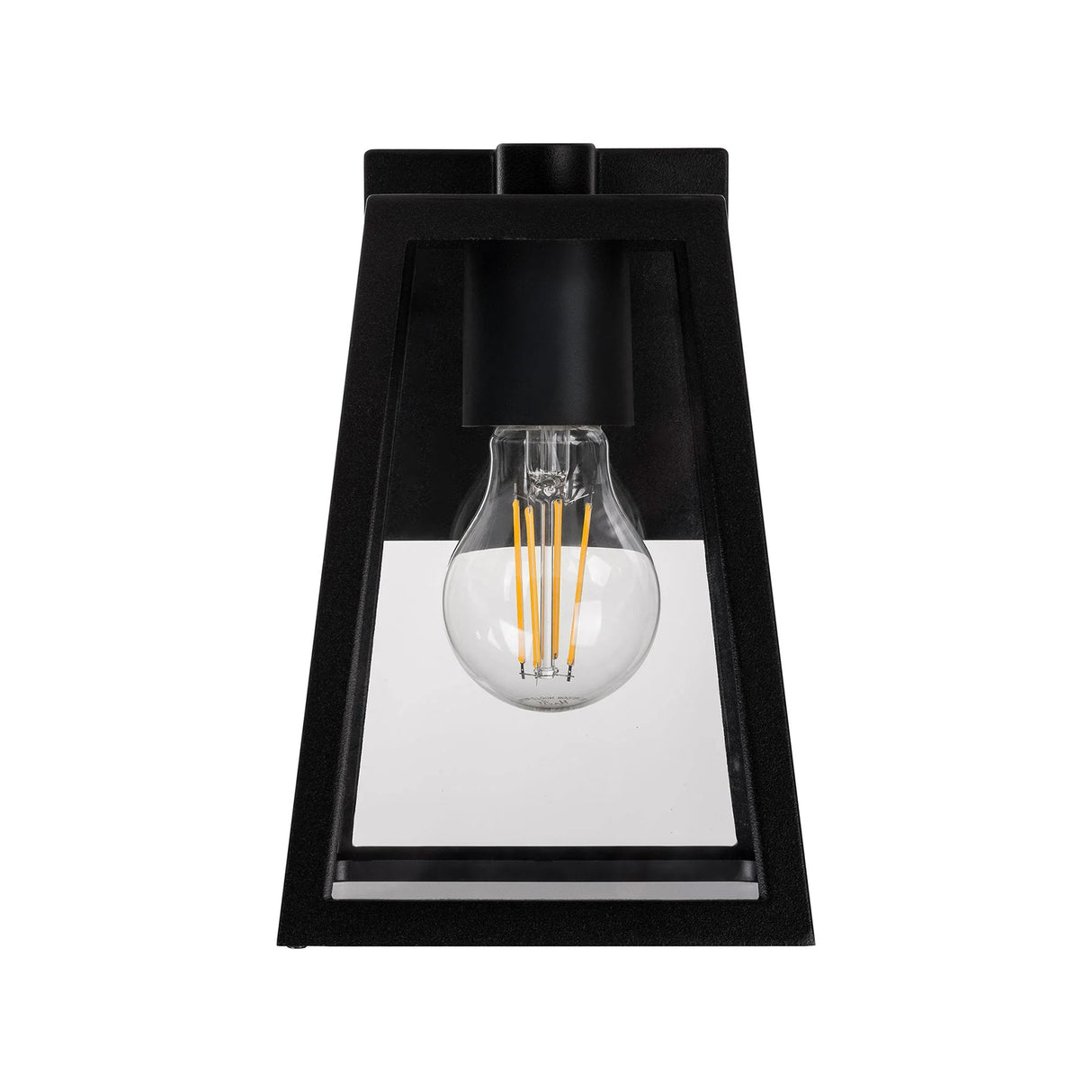 Halvit Black wall-mounted light fixture with a clear glass cover on a white background.