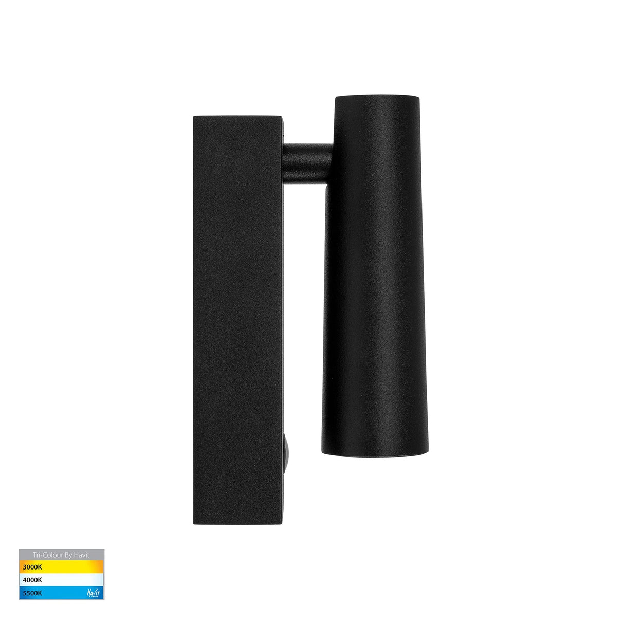 Black wall-mounted Havit HV3686T Lesen Single Adjustable Wall Light fixture on a white background
