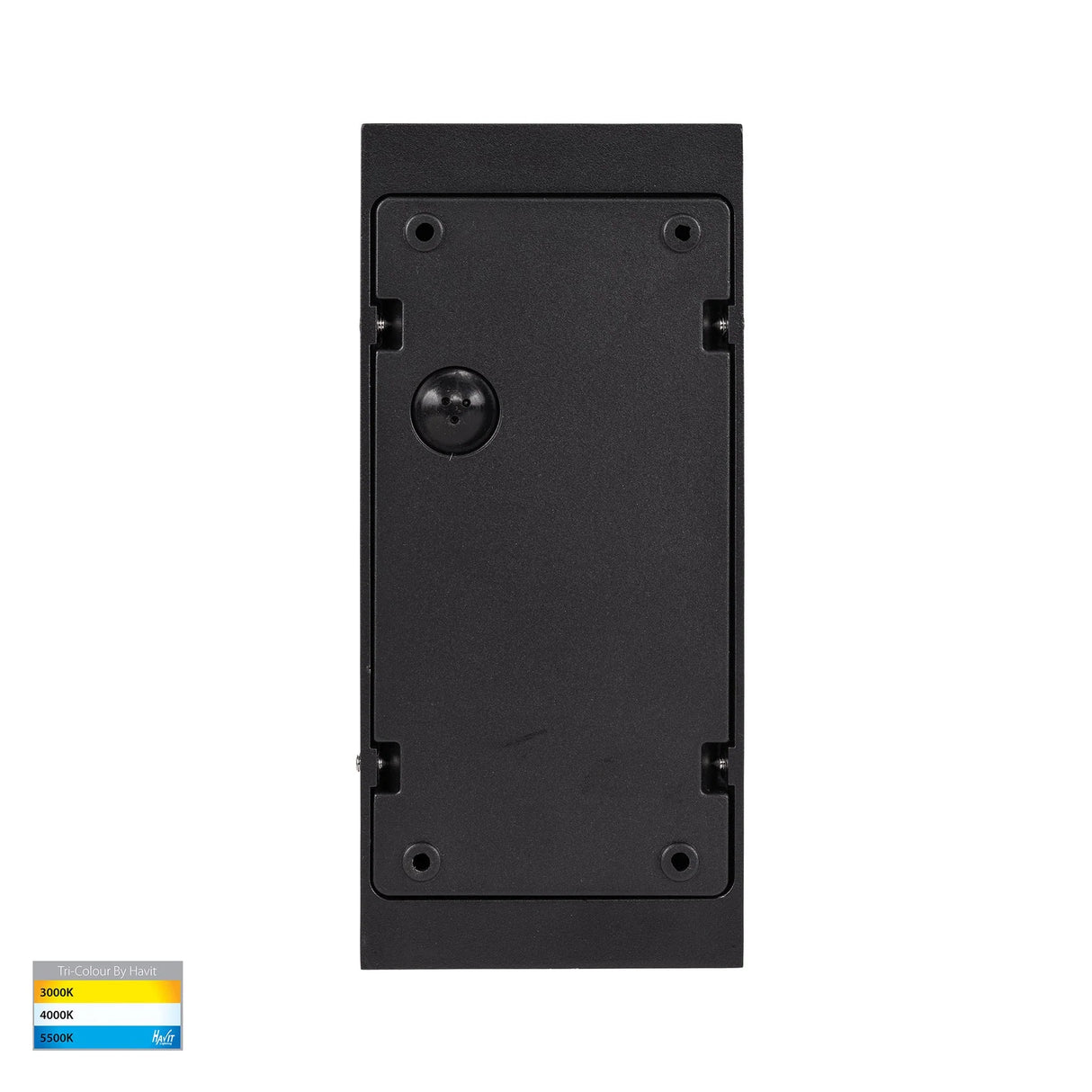 Energy-efficient Havit wall light in black aluminium for outdoor spaces.