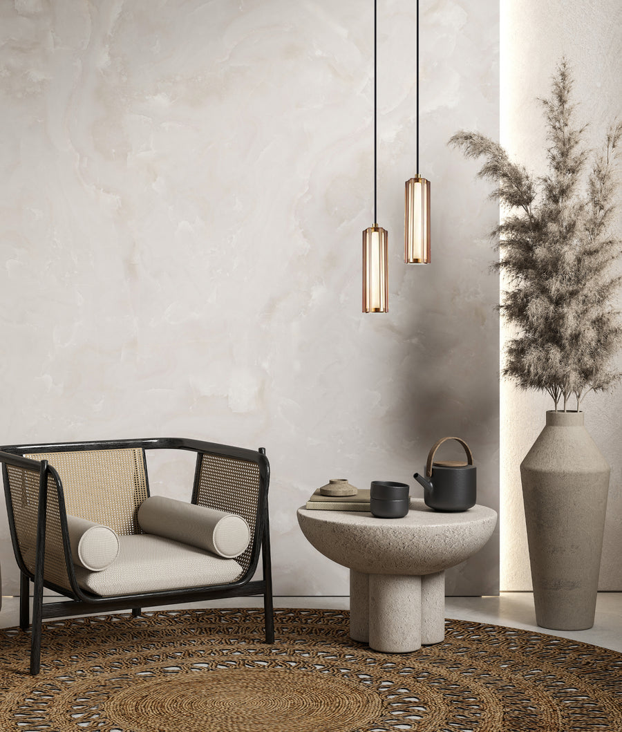 CLA Freccia Interior LED Tri-CCT Glass with Curve Cylinder Pendant Lights