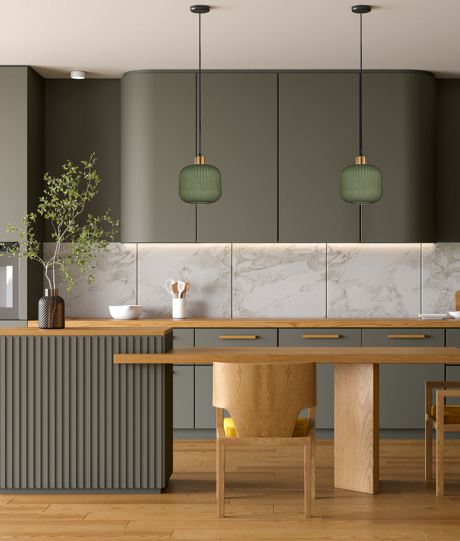 CLA Gomitas Interior Translucent Glass Shade with Brass Highlight Pendant Lights