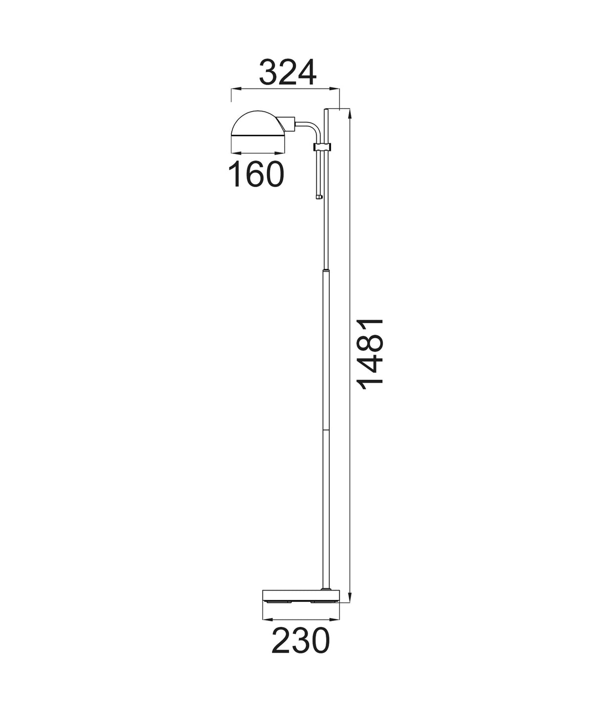 CLA Tettu Adjustable Height Swivel Head Sand Black Floor Lamps