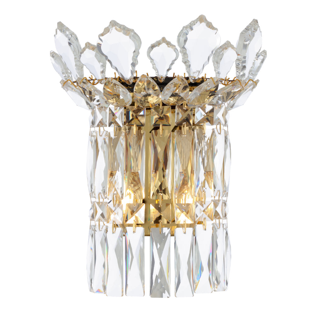Decorative wall sconce with crystal accents on a white background