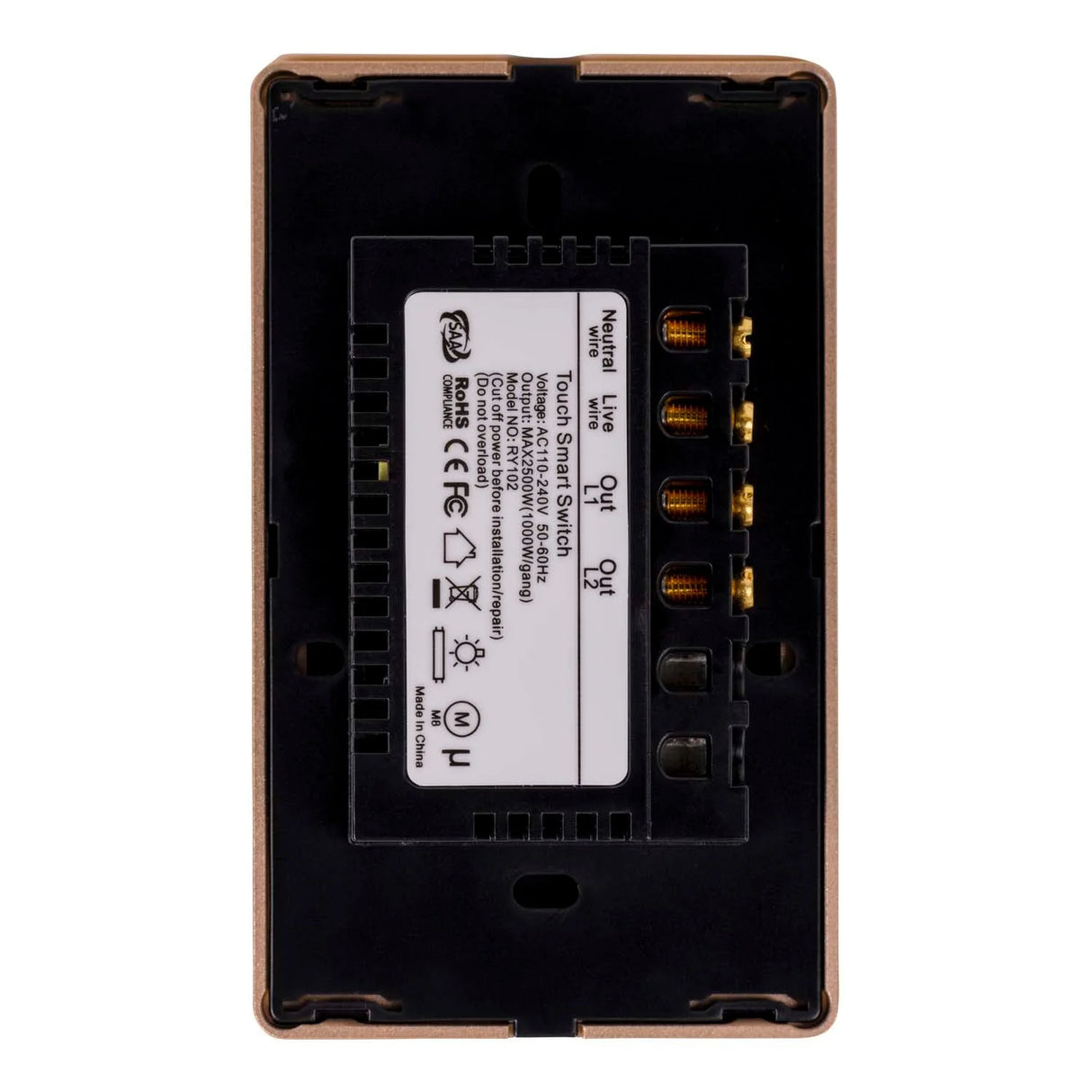 Havit HV9220-2 Wifi 2 Gang Black with Gold Trim Wall Switch