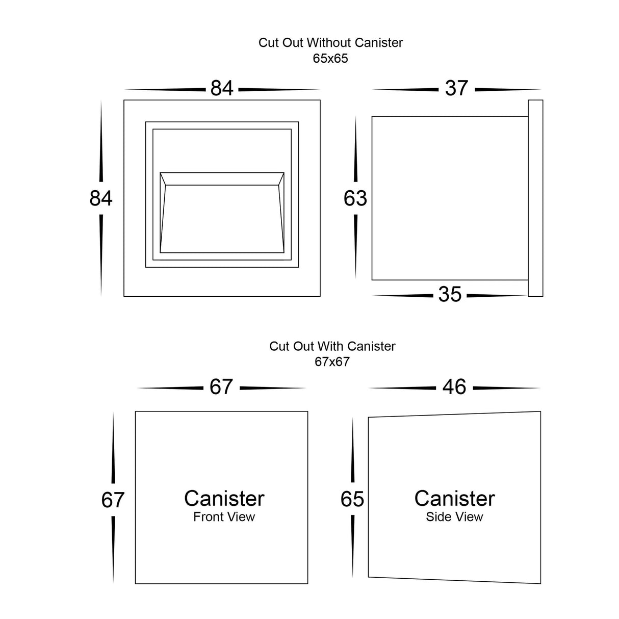 Havit Trin Black Square Recessed LED Step Light HV3112T-BLK-240V |12V