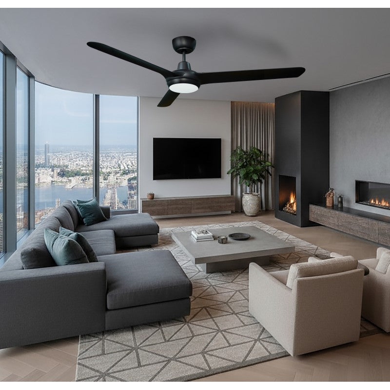 Ventair Spyda 1400mm DC Ceiling Fan With LIght SPYDC1423BL-L