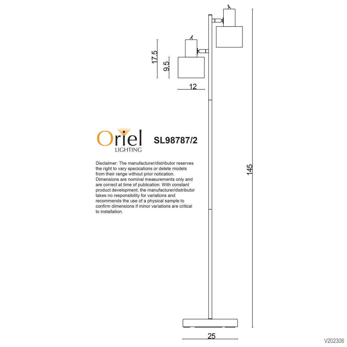 Oriel Ari Mid-Century Floor Lamp Black