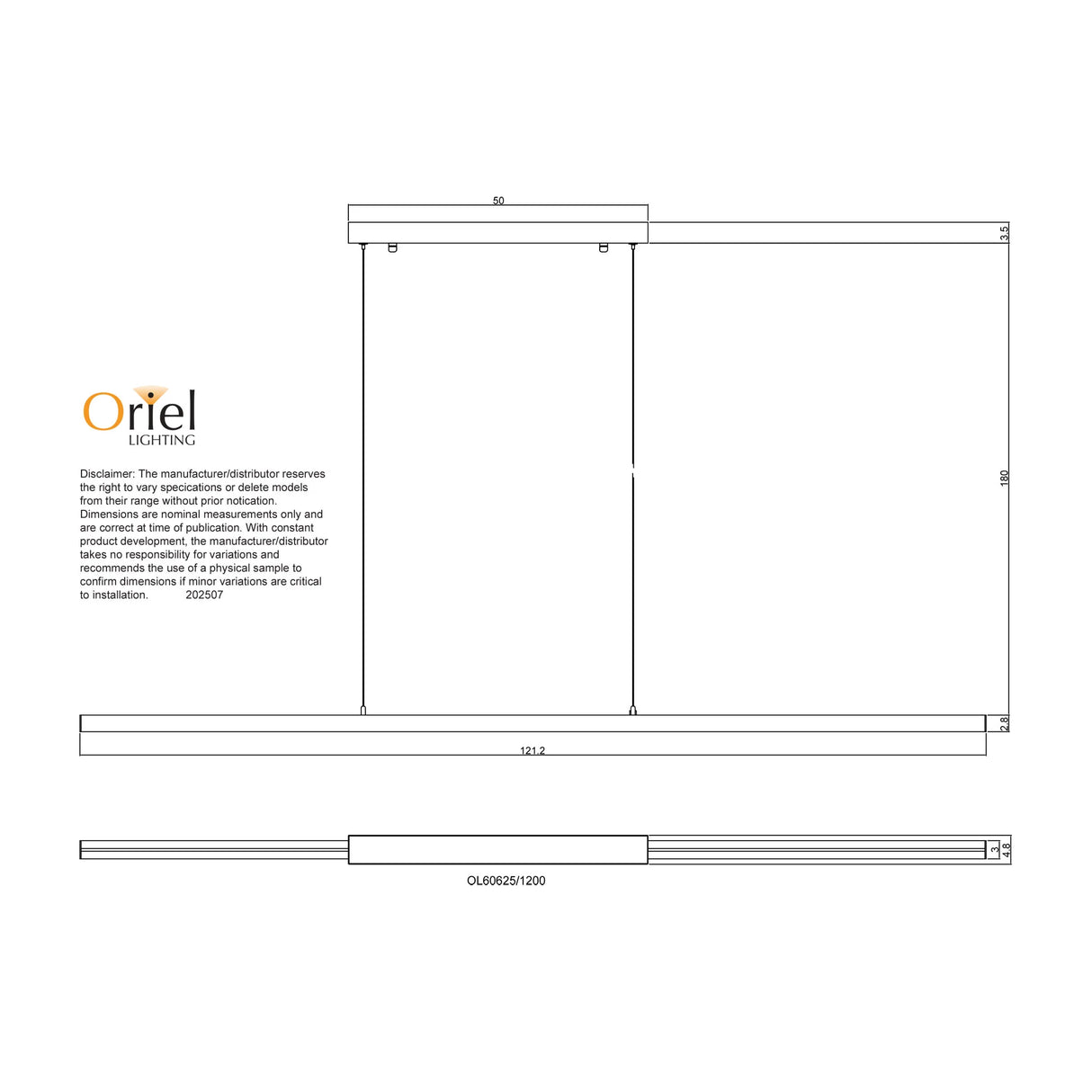 Oriel Shard.1200 Slimline TriColour LED Linear Pendant