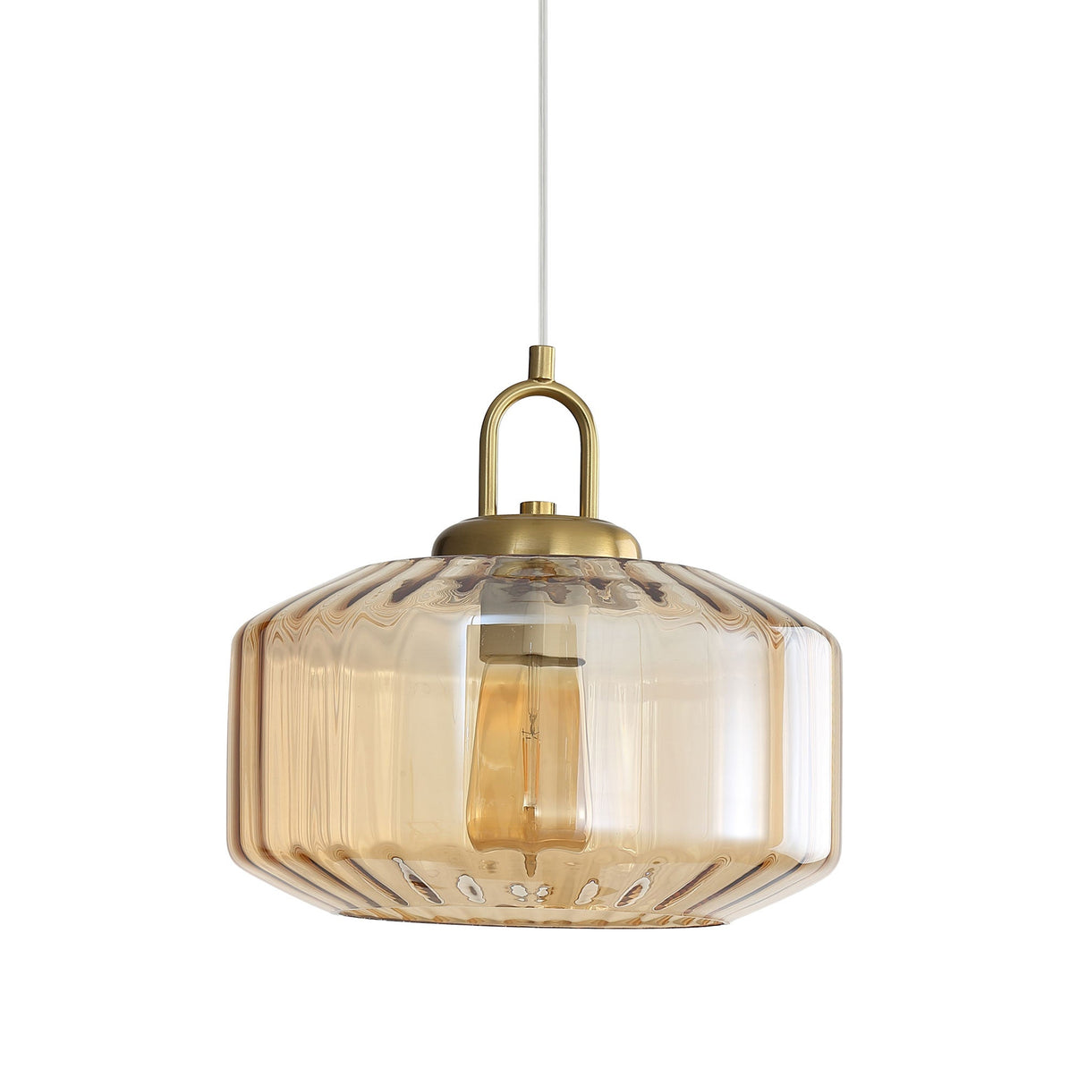 Oriel Clarise Amber Geometric Glass Pendant