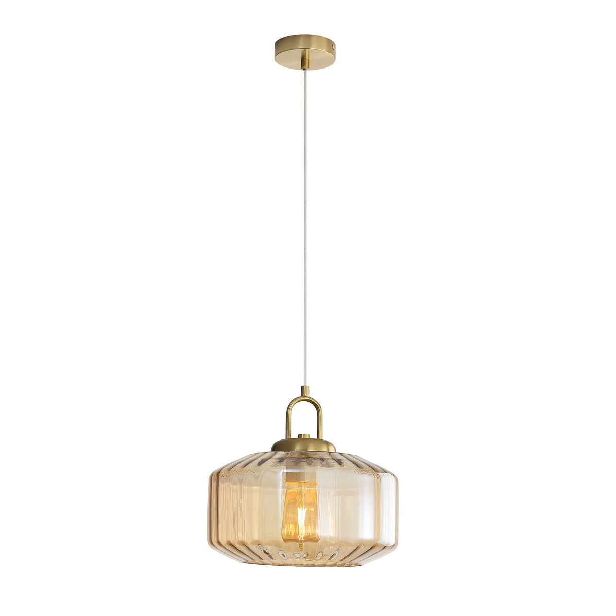 Oriel Clarise Amber Geometric Glass Pendant