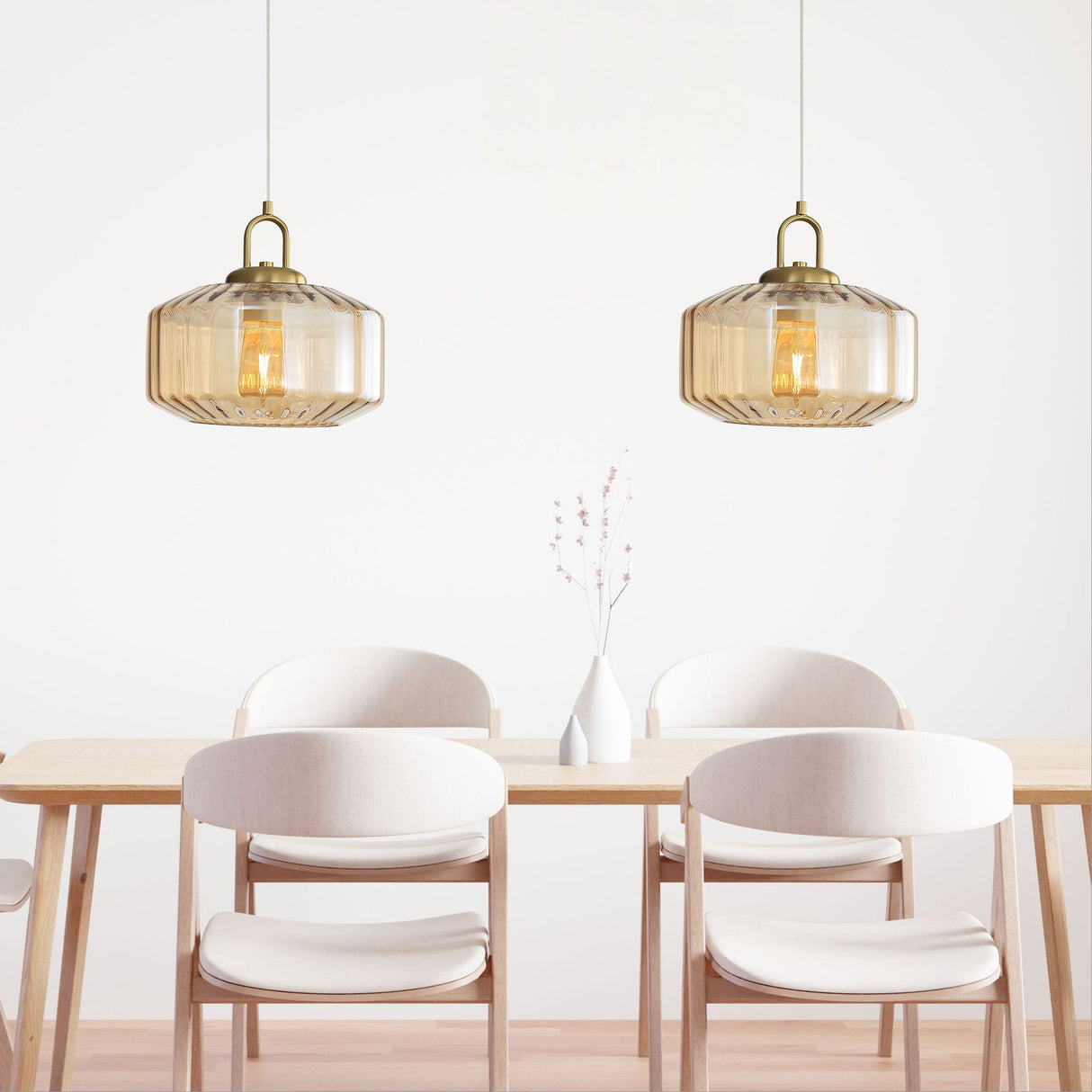 Oriel Clarise Amber Geometric Glass Pendant