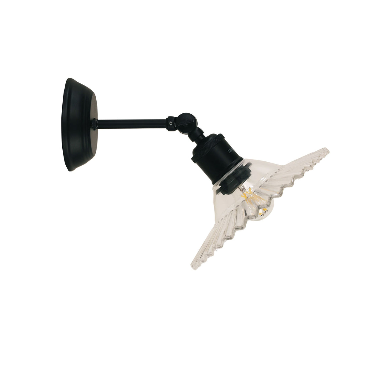 Oriel Croydon Clear Pleated Glass Wall Light Clear/Black