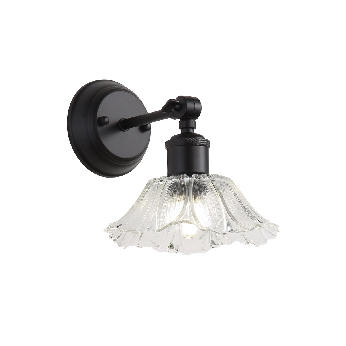 Oriel Fleur Vintage Glass Wall Light Clear/Black
