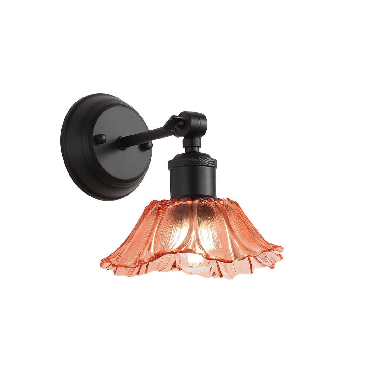 Oriel Fleur Vintage Glass Wall Light Pink/Black