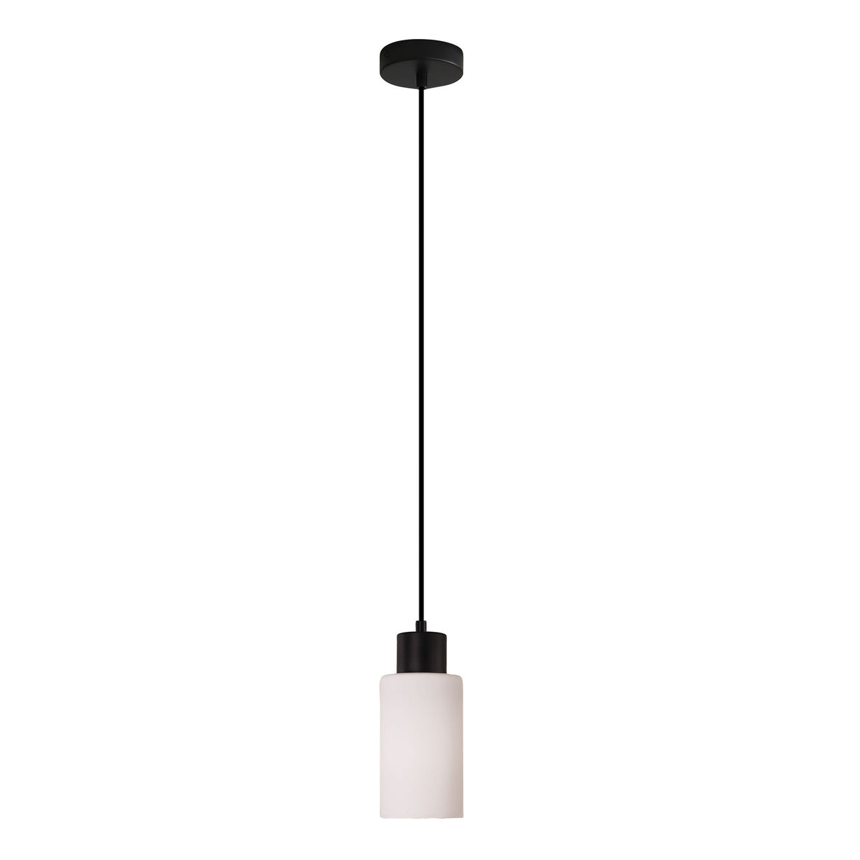 Oriel Lisa Sat Black/Opal Cylindrical Opal Glass Pendant
