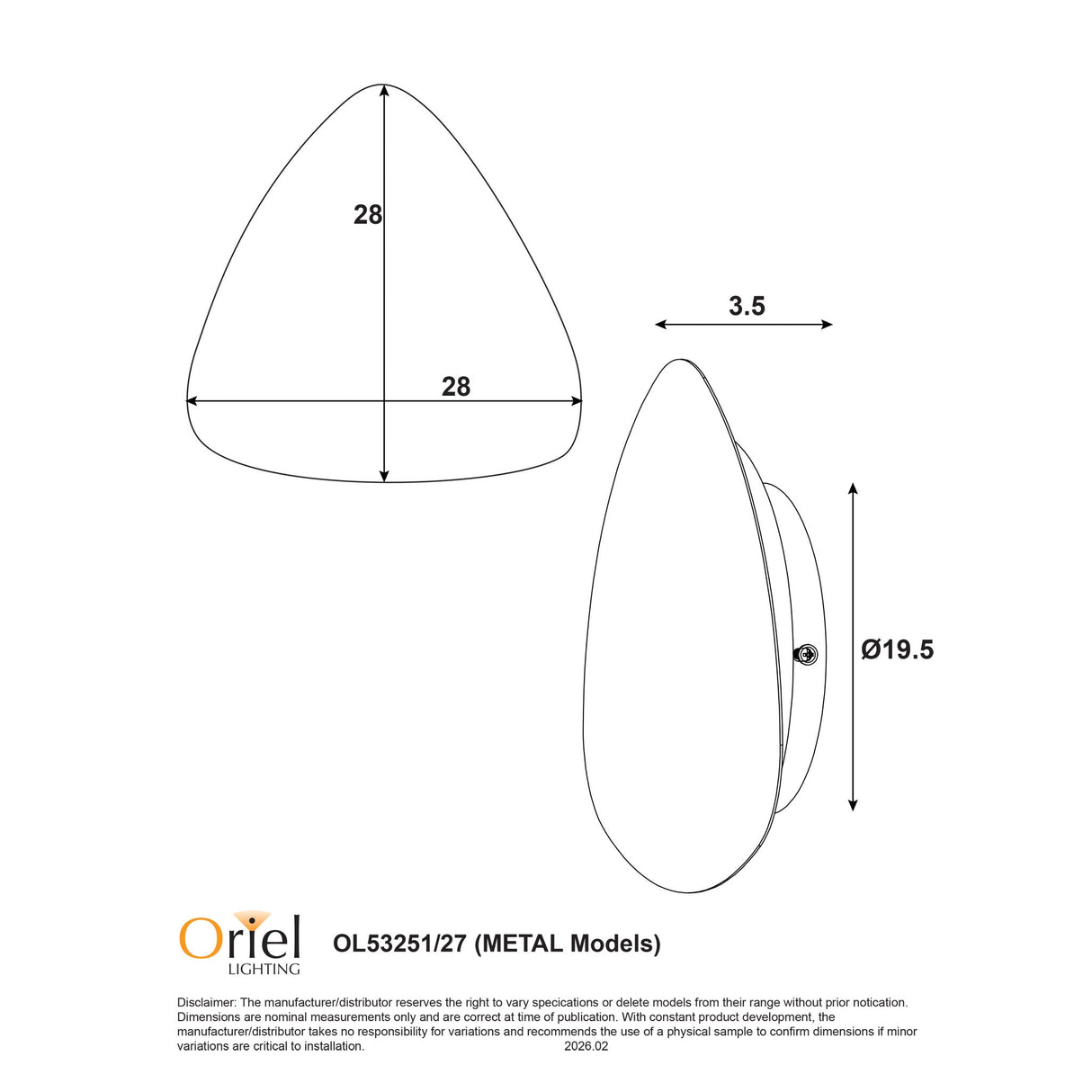 Oriel Reul.27 Tri-Colour LED Wall Light