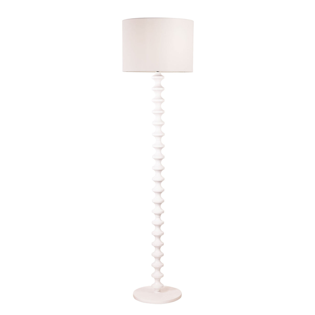 Oriel Spindle White Floor Lamp with Shade