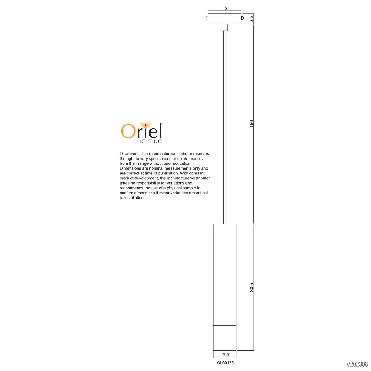 Oriel Tig Satin Brass Sleek Cylindrical Pendant