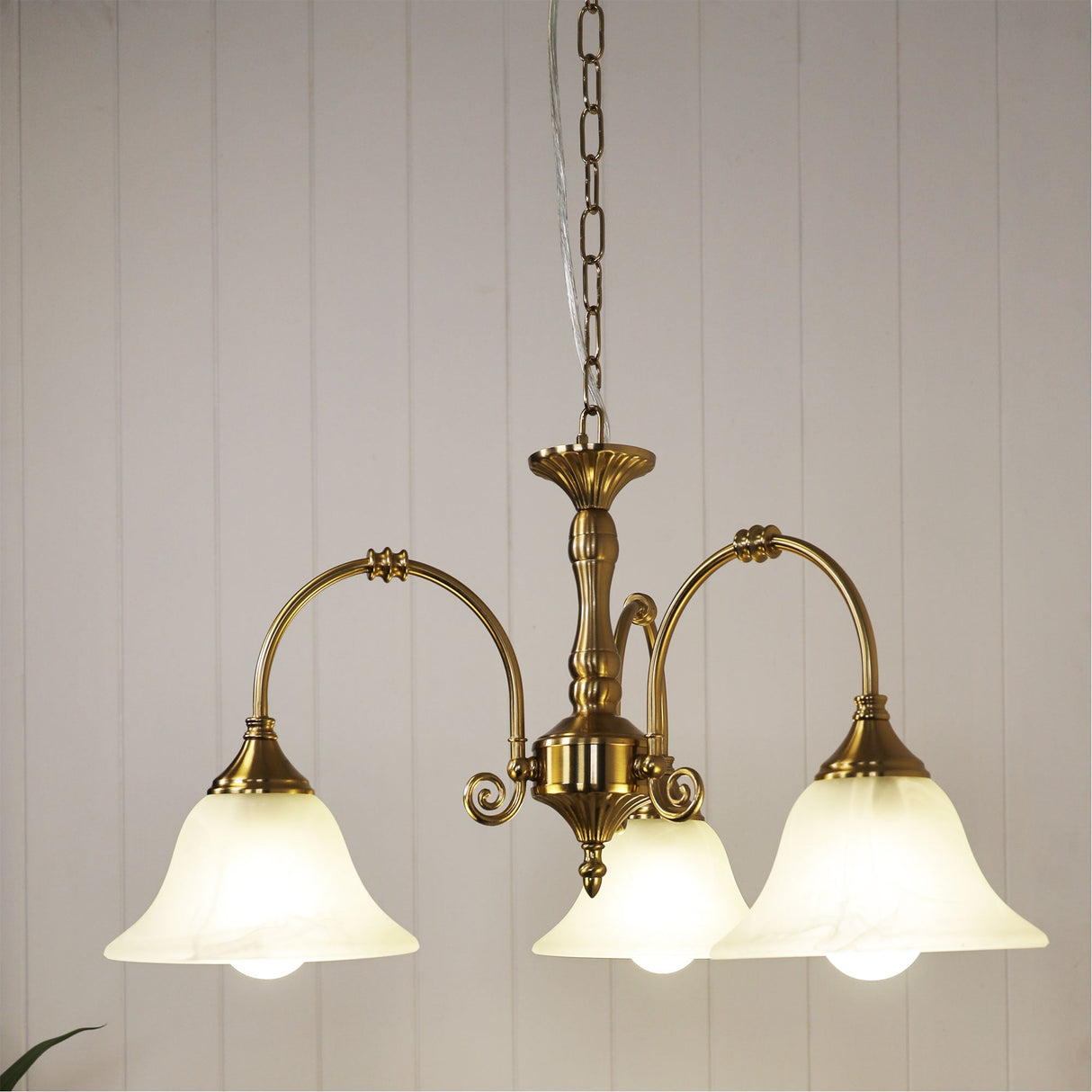 Oriel Woodgate Satin Brass Classic 3 light Pendant