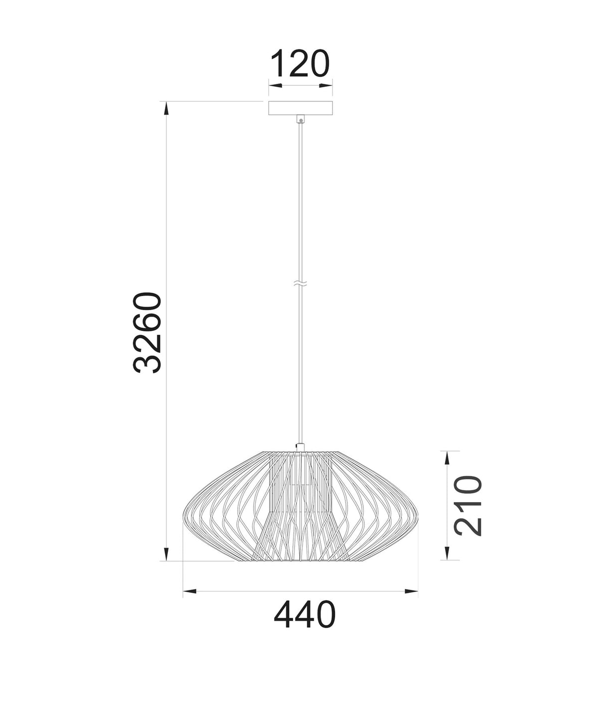 CLA Parrilla Interior Oval Cage Iron Pendant Lights OD440mm