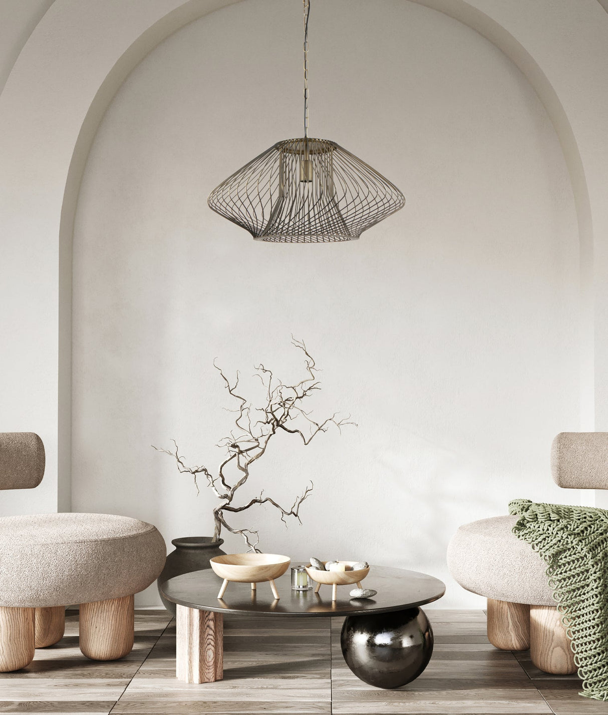 CLA Parrilla Interior Oval Cage Iron Pendant Lights OD600mm