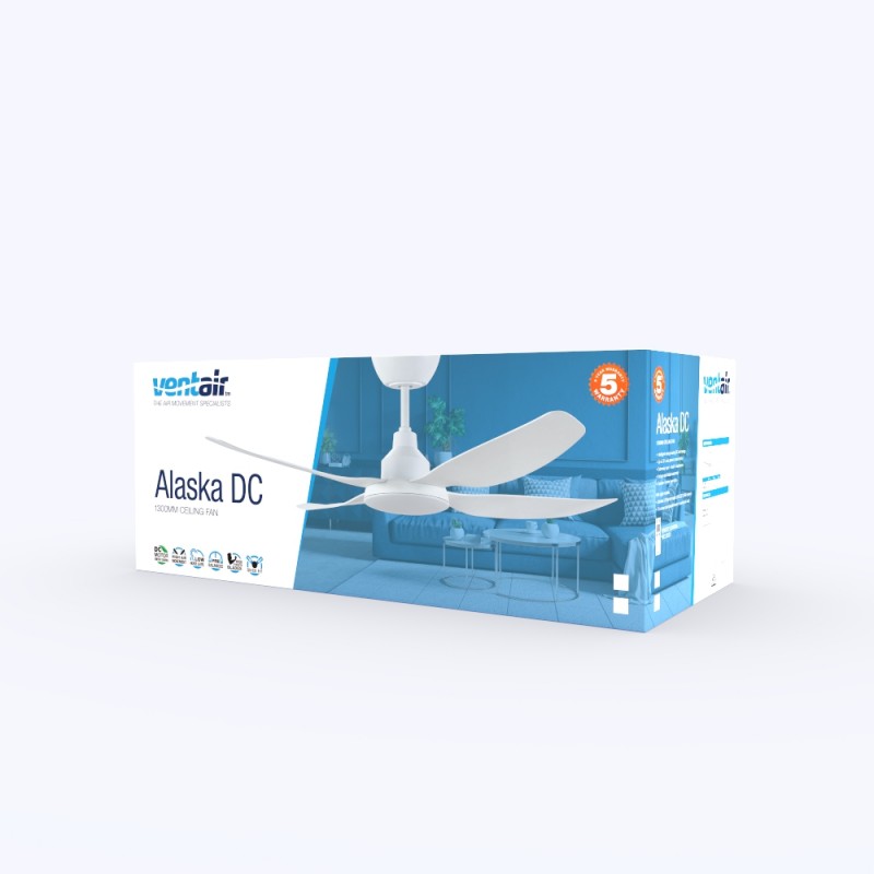 Ventair Alaska 1300mm DC Ceiling Fan ALA1304WH