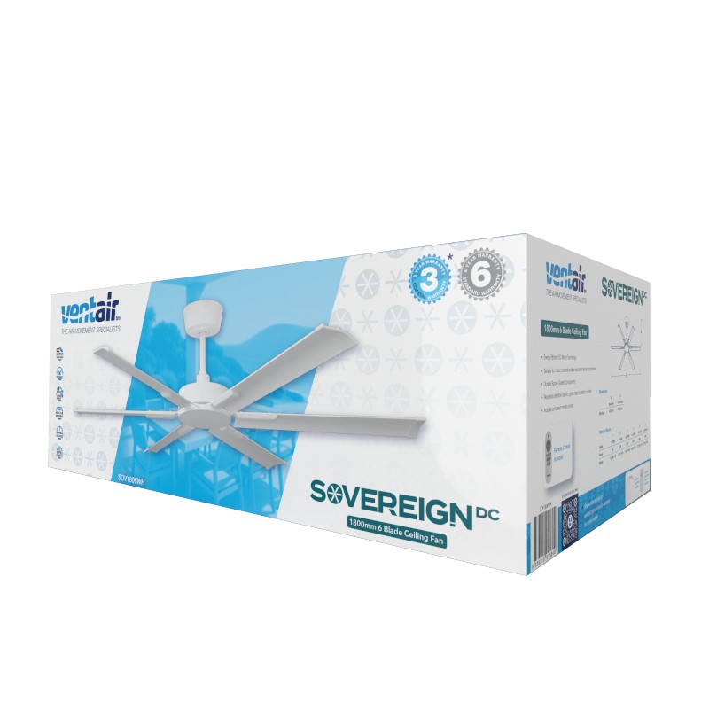 Ventair Sovereign DC 1800mm Ceiling Fan White