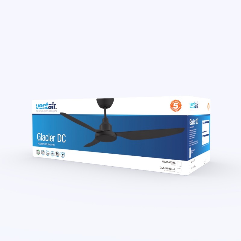 Ventair Glacier 1400mm Dc Ceiling Fan GLA1403BL