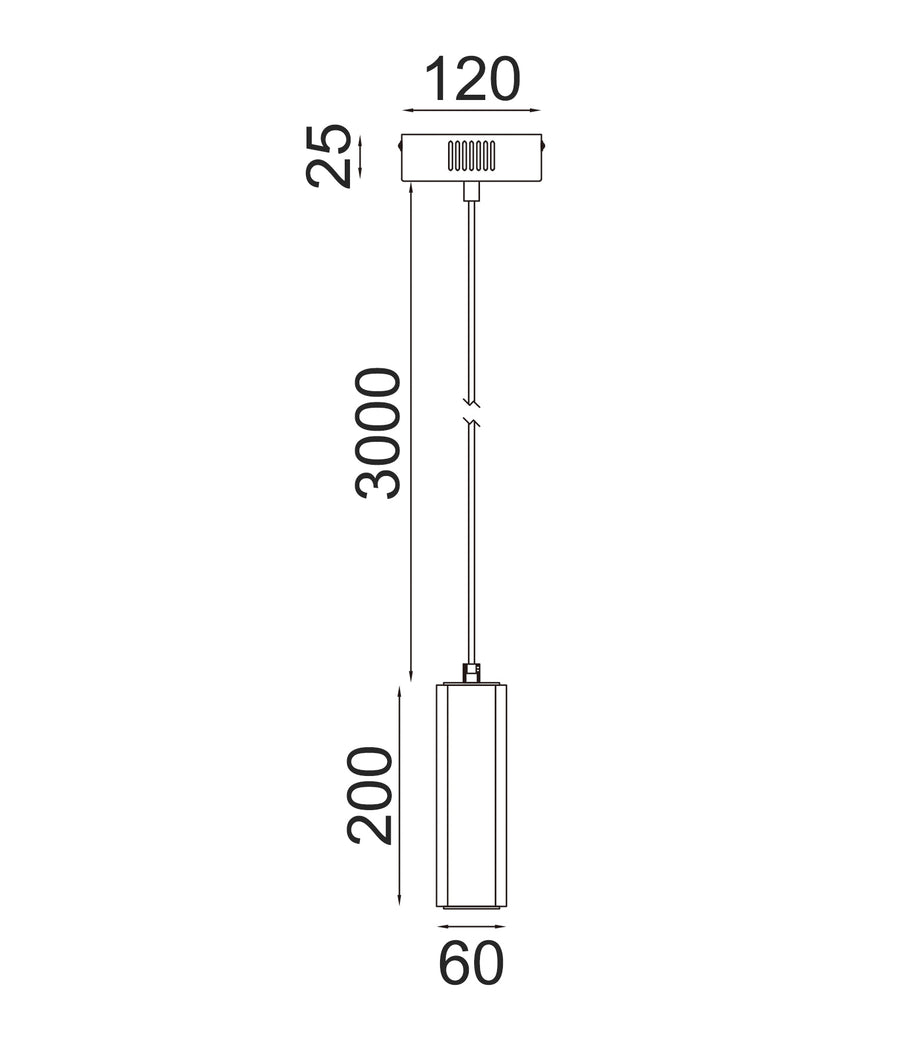 CLA Freccia Interior LED Tri-CCT Glass with Curve Cylinder Pendant Lights
