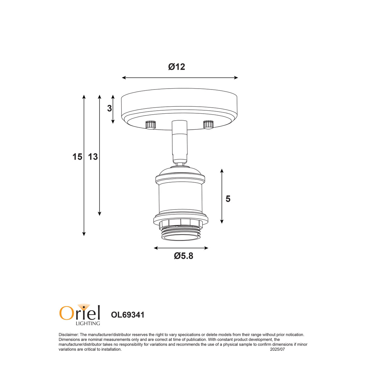 Oriel Bradway CTC White E27 Ceiling and Wall Mount