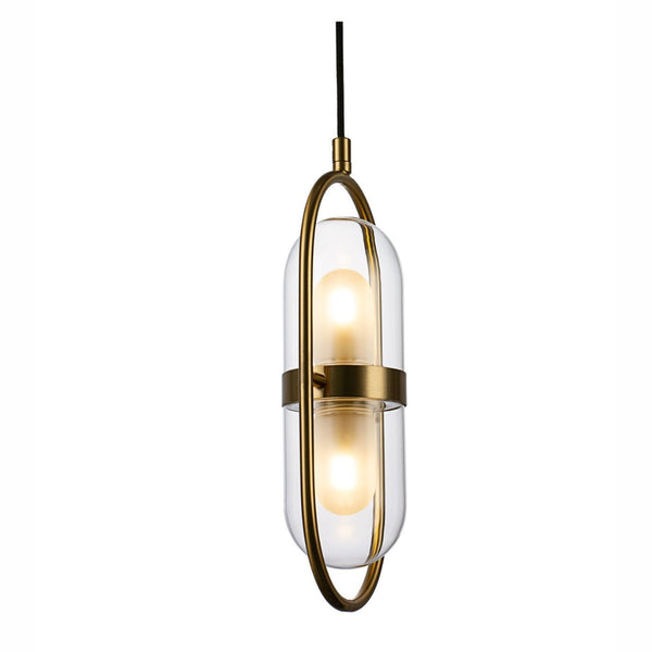 V&M EURO Satin Brass LED Pendant Light 2 Light