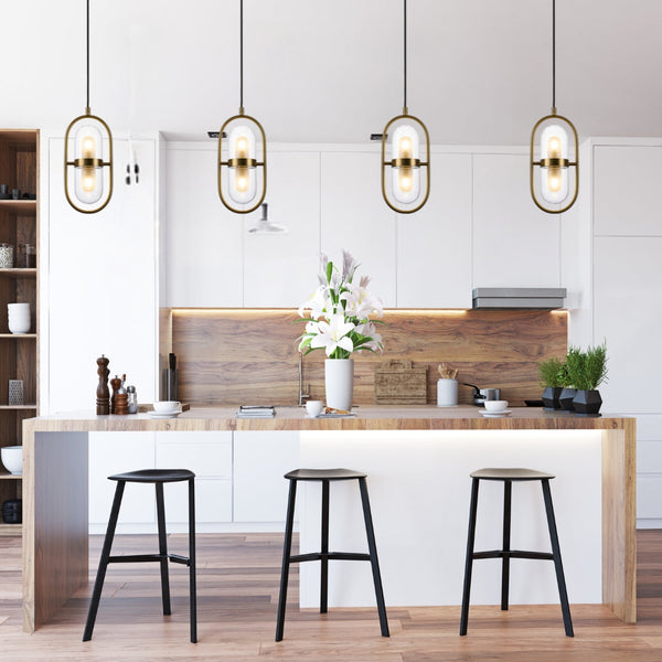 V&M EURO Satin Brass LED Pendant Light 2 Light