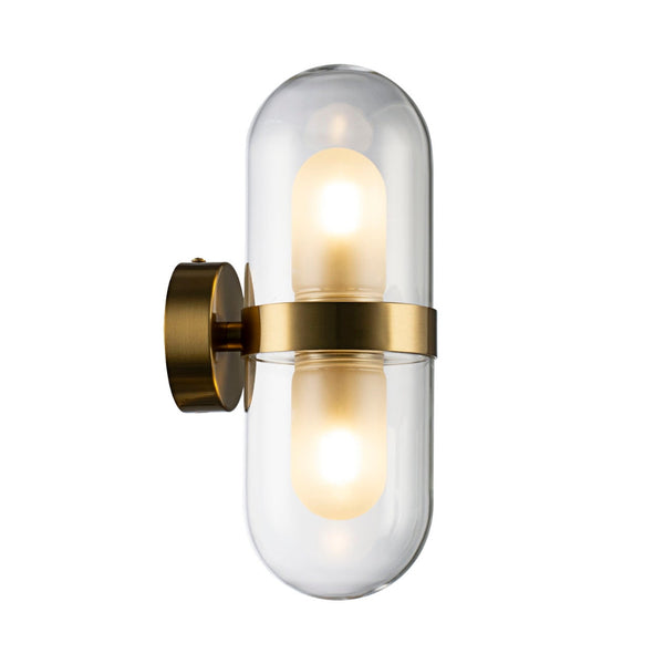 V&M EURO Satin Brass LED WallLight 2 Light