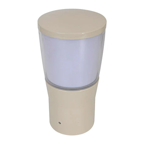 Beige Domus BL 200 Bollard Head 76MM with E27 lamp holder on a white background